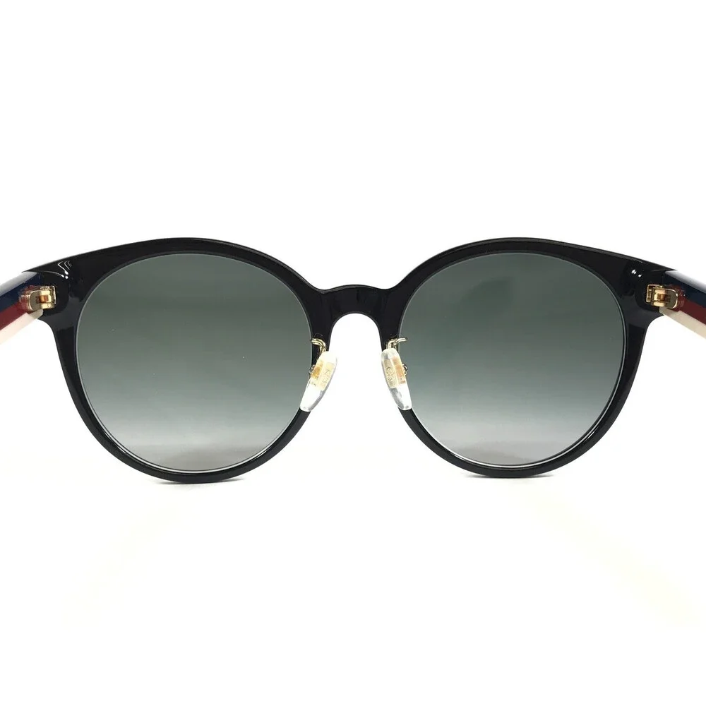 Gucci Sunglasses GG0416SK 001 Shiny Black Blue Red Ivory w/ Gray Gradient Lenses